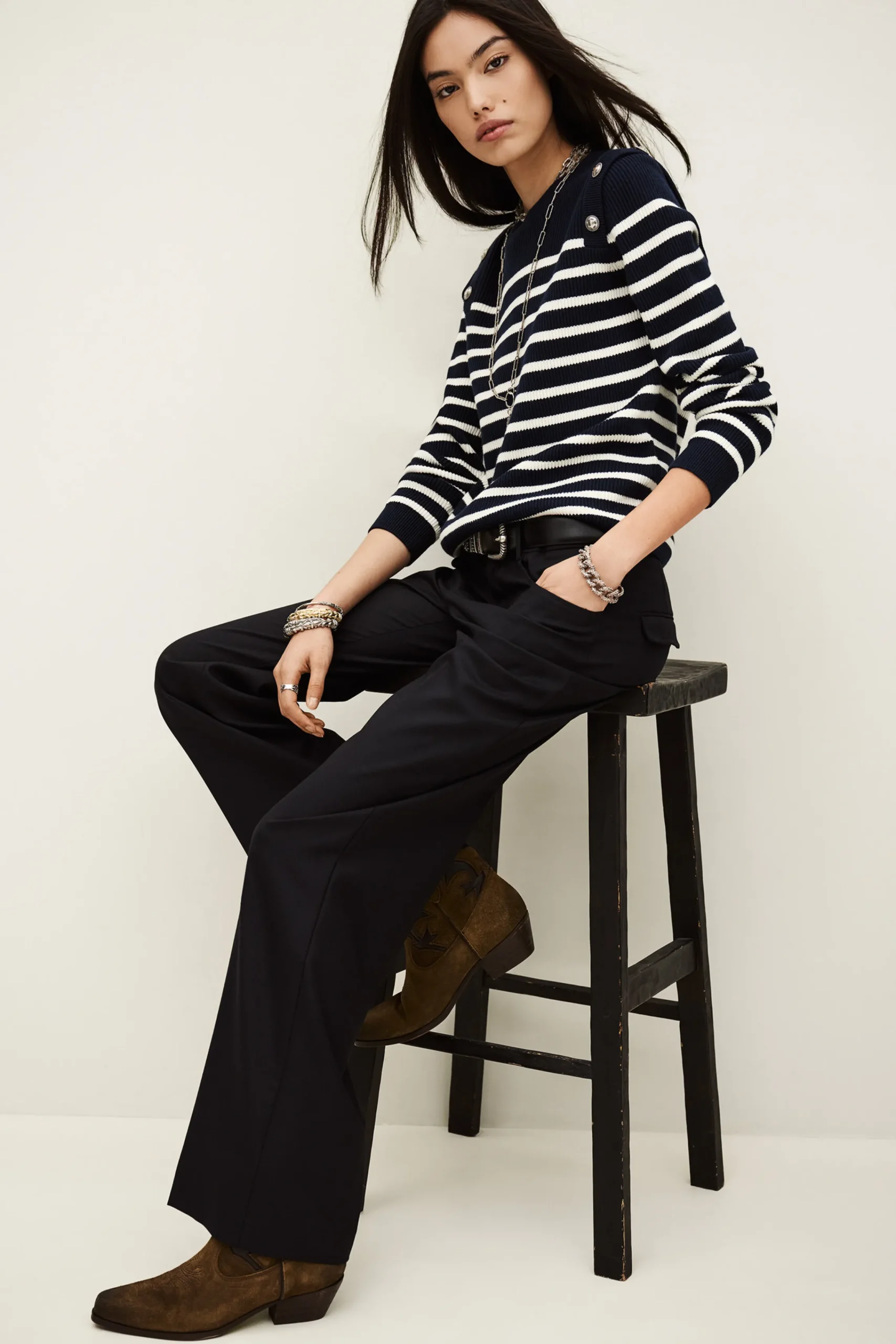 Ba&Sh NIVES pantalon bootcut laine BLEU Sale