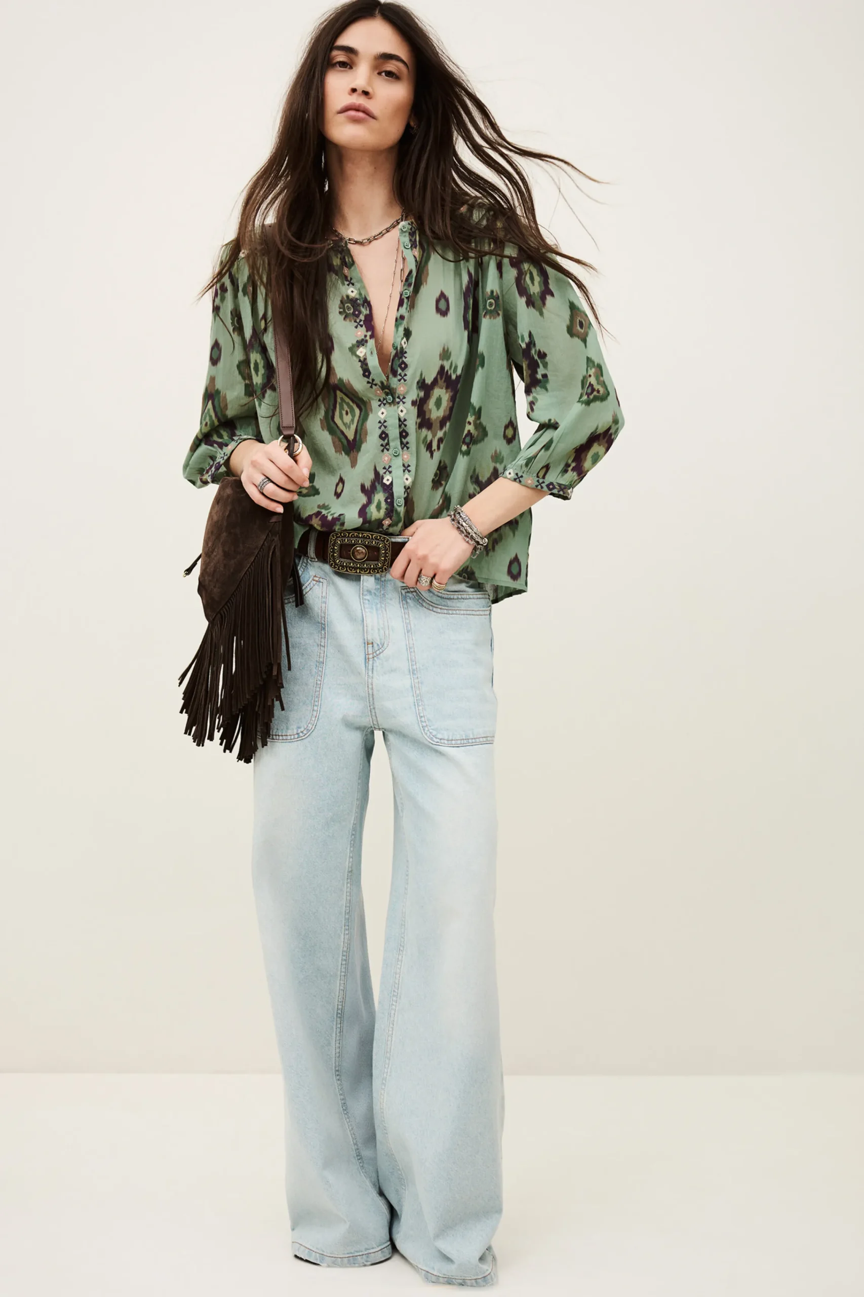 Ba&Sh ODELIE chemise imprimée VERT