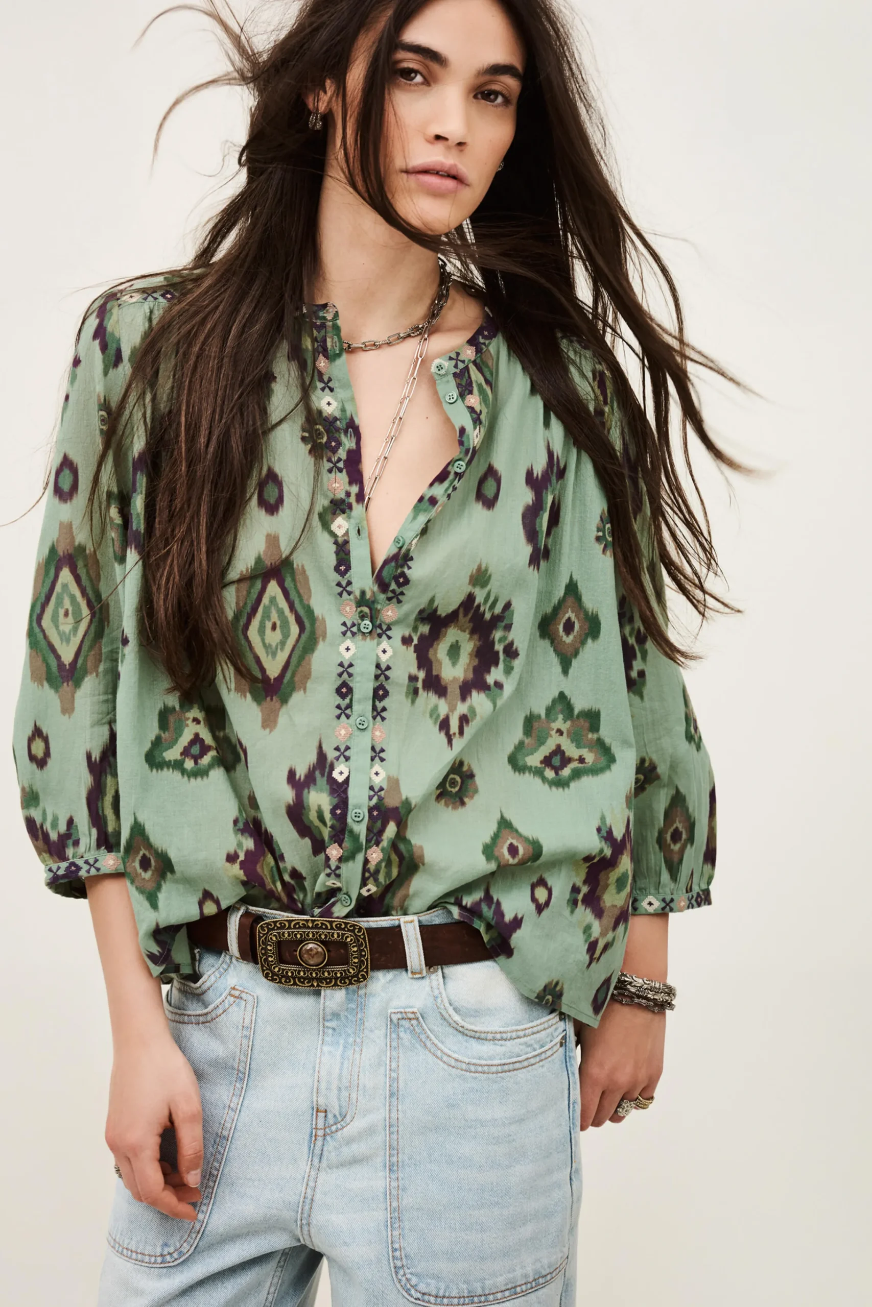 Ba&Sh ODELIE chemise imprimée VERT