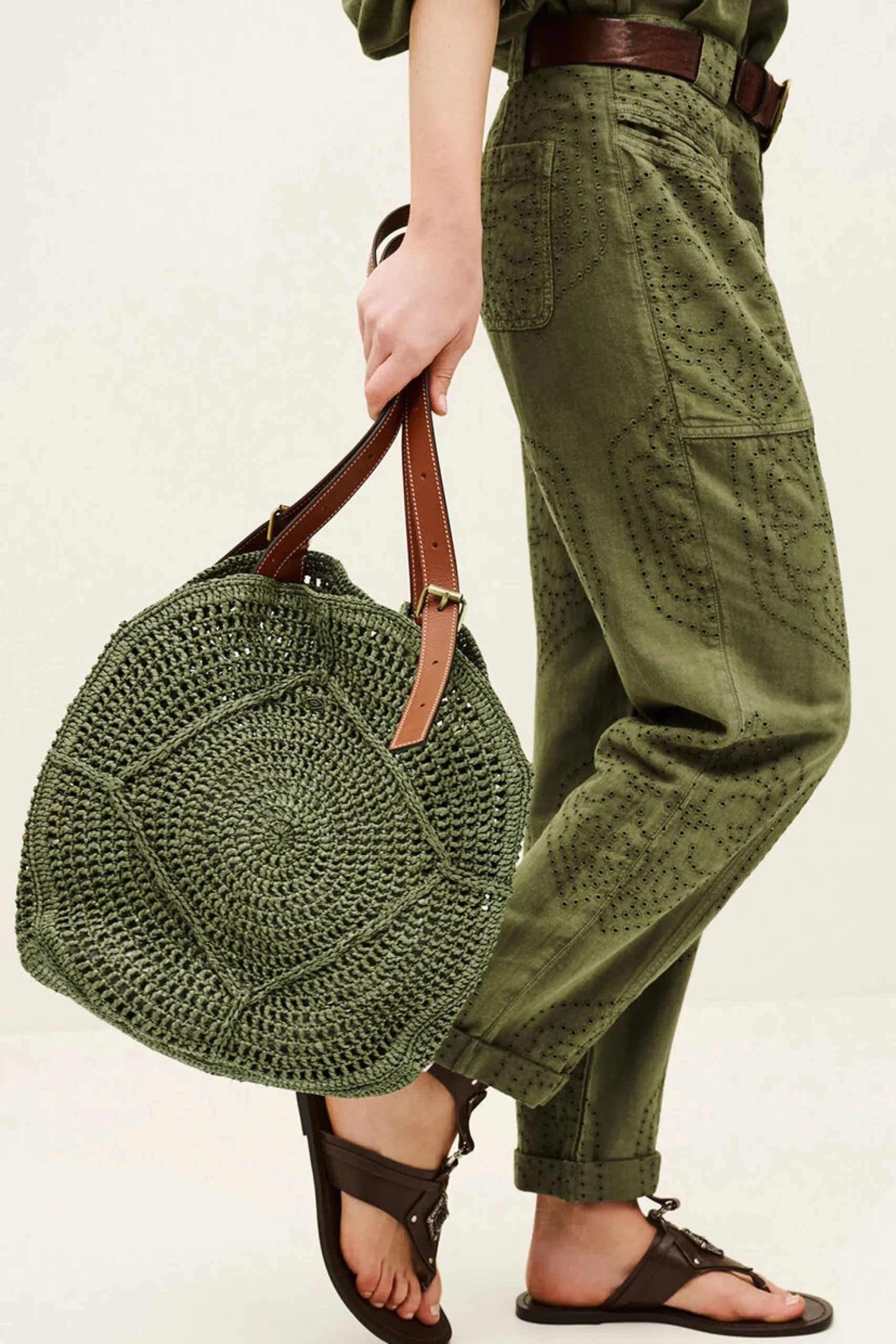 Ba&Sh PALMA panier raphia VERT Discount