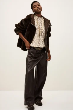 Ba&Sh PANDY manteau fausse fourrure MARRON Discount