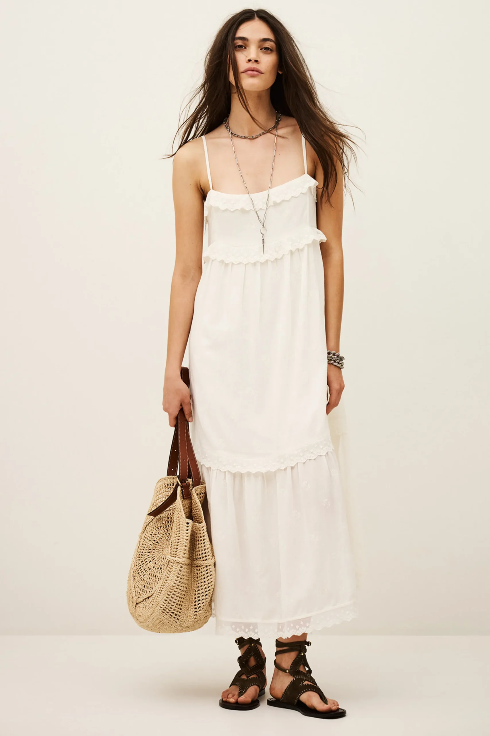 Ba&Sh PENNY robe midi élégante ECRU