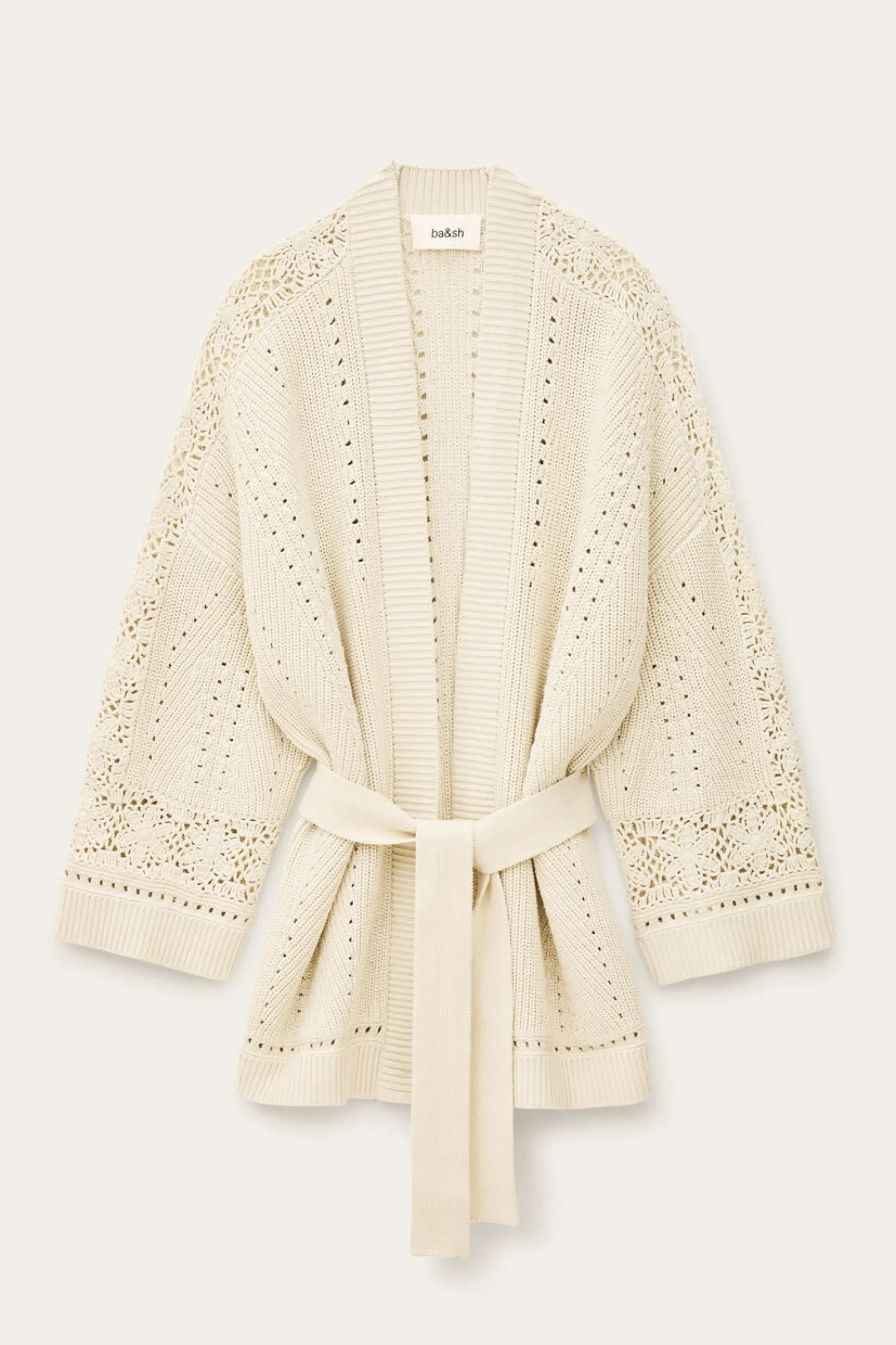Ba&Sh PERINE gilet long maille ECRU Discount