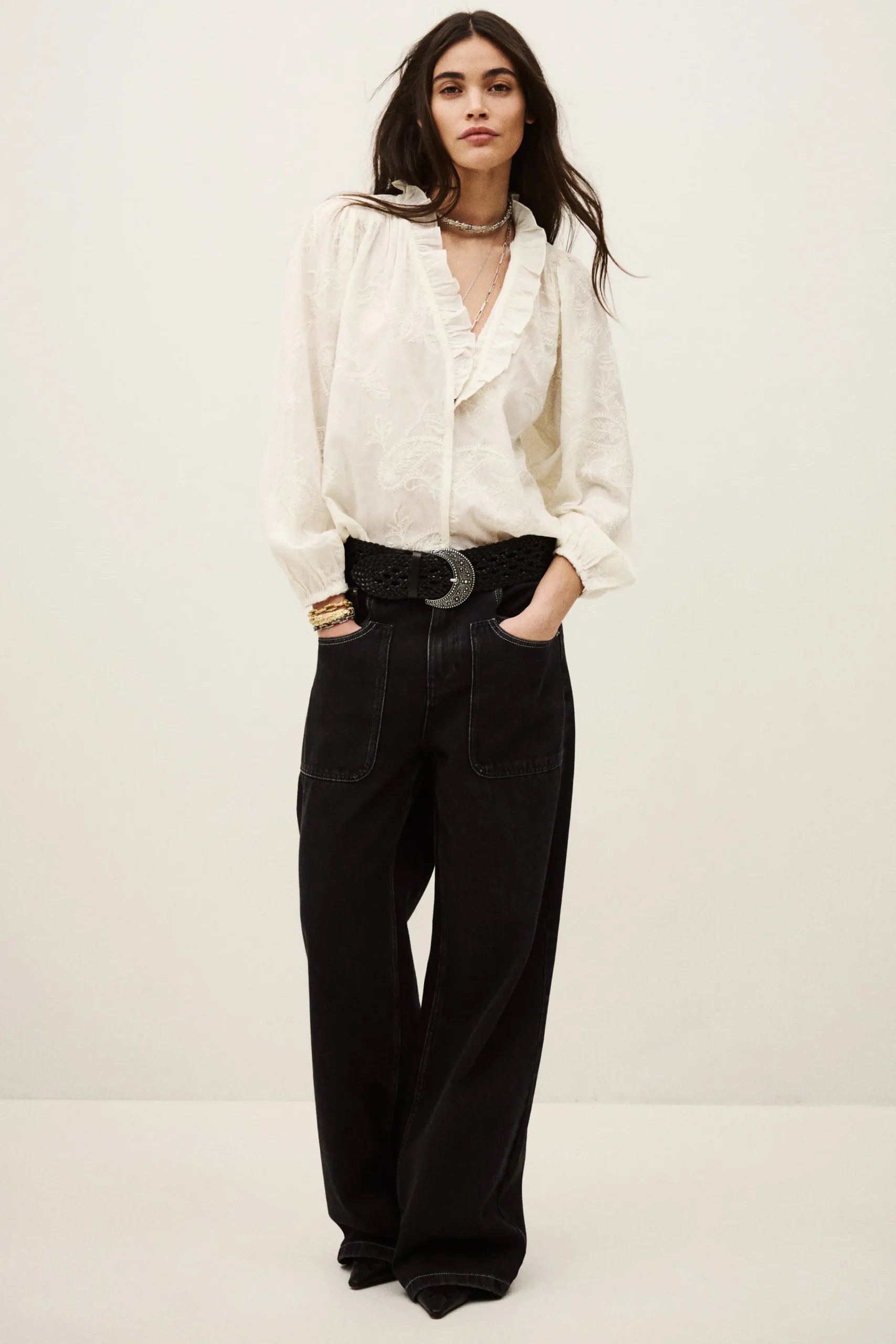 Ba&Sh PETTY blouse jacquard ample ECRU Sale