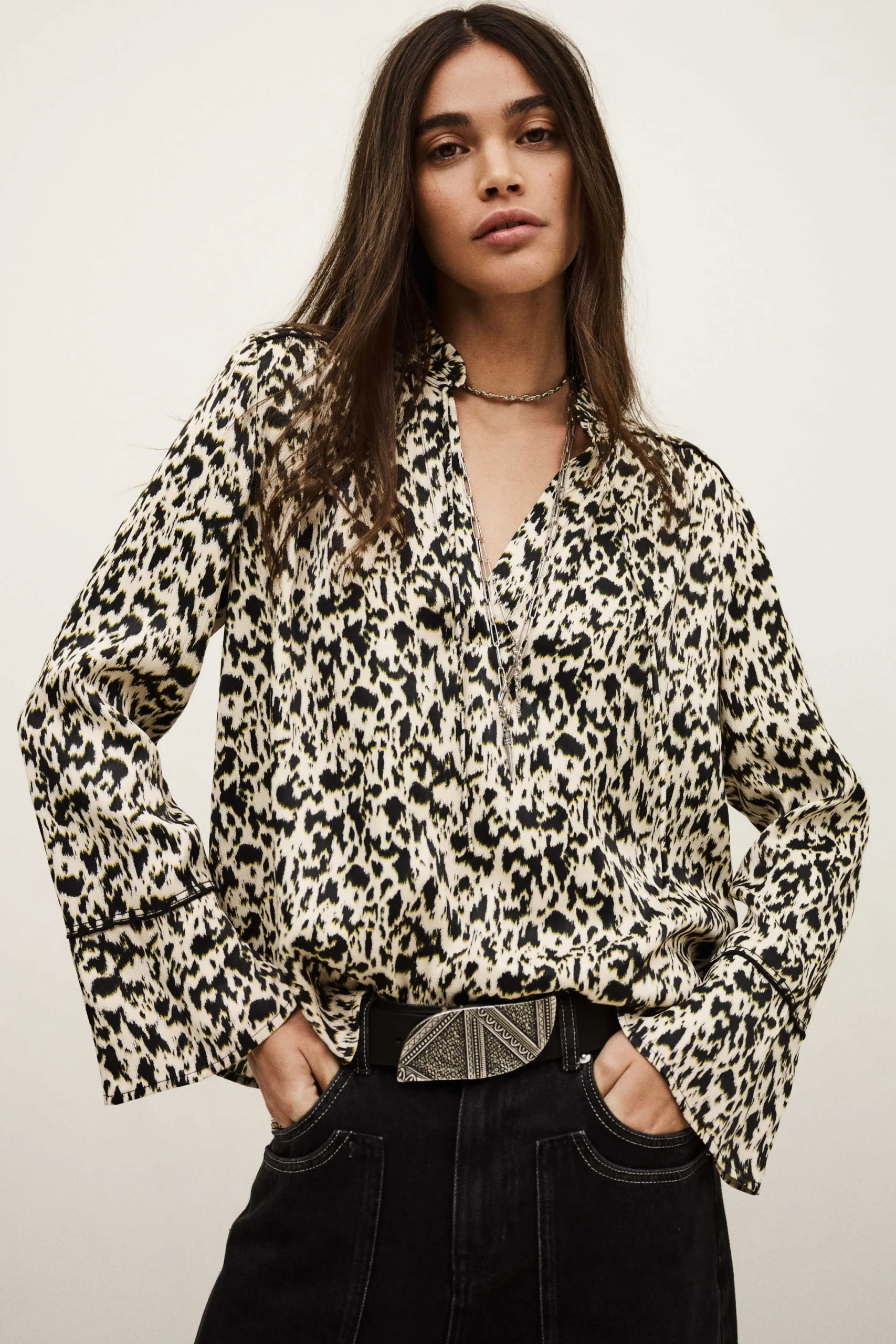 Ba&Sh PIA blouse longue imprimée ECRU Sale