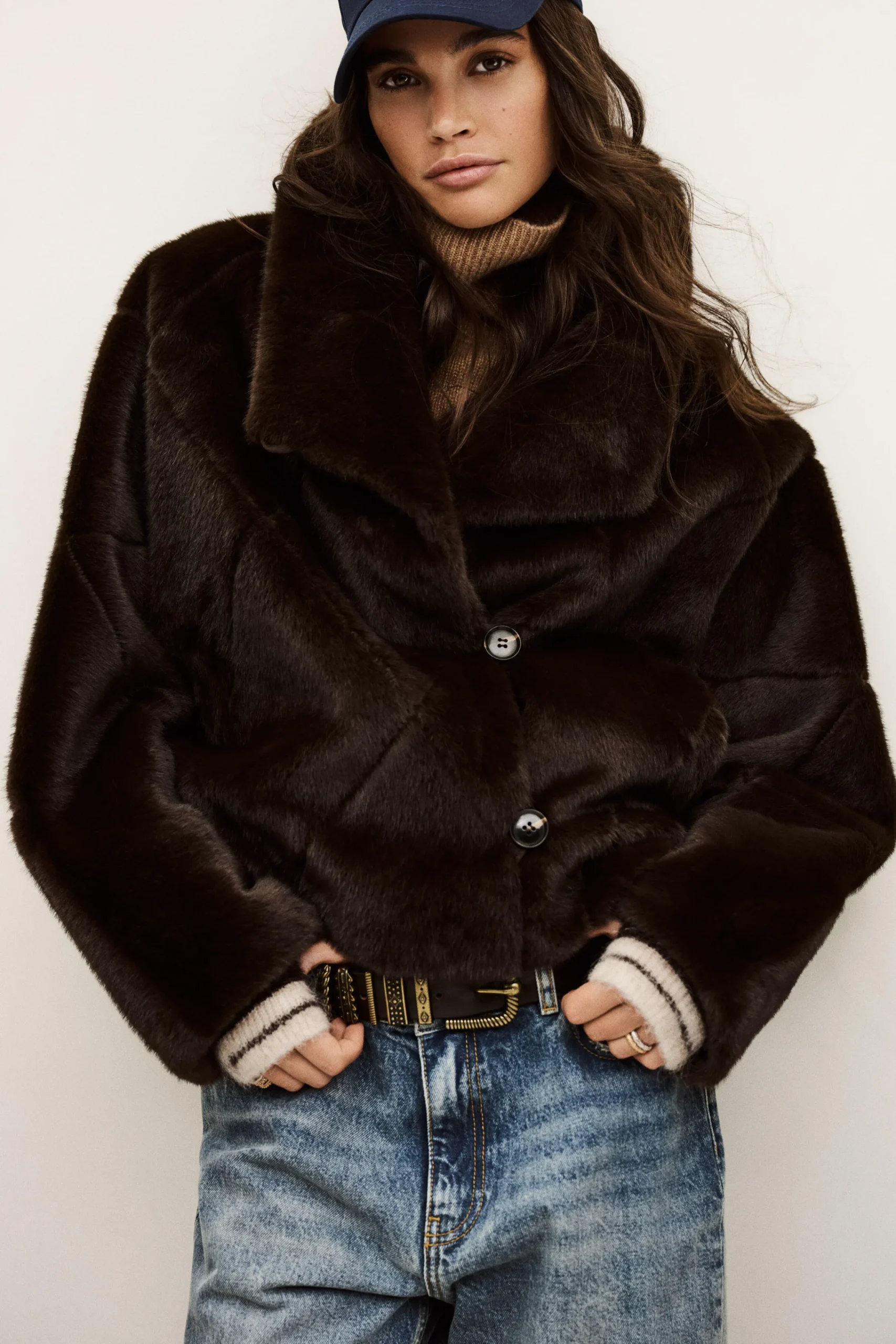 Ba&Sh PINIE manteau fausse fourrure MARRON Discount