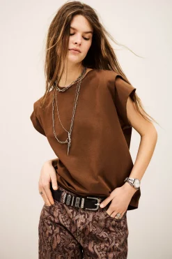 Ba&Sh PIO t-shirt manches courtes MARRON Clearance