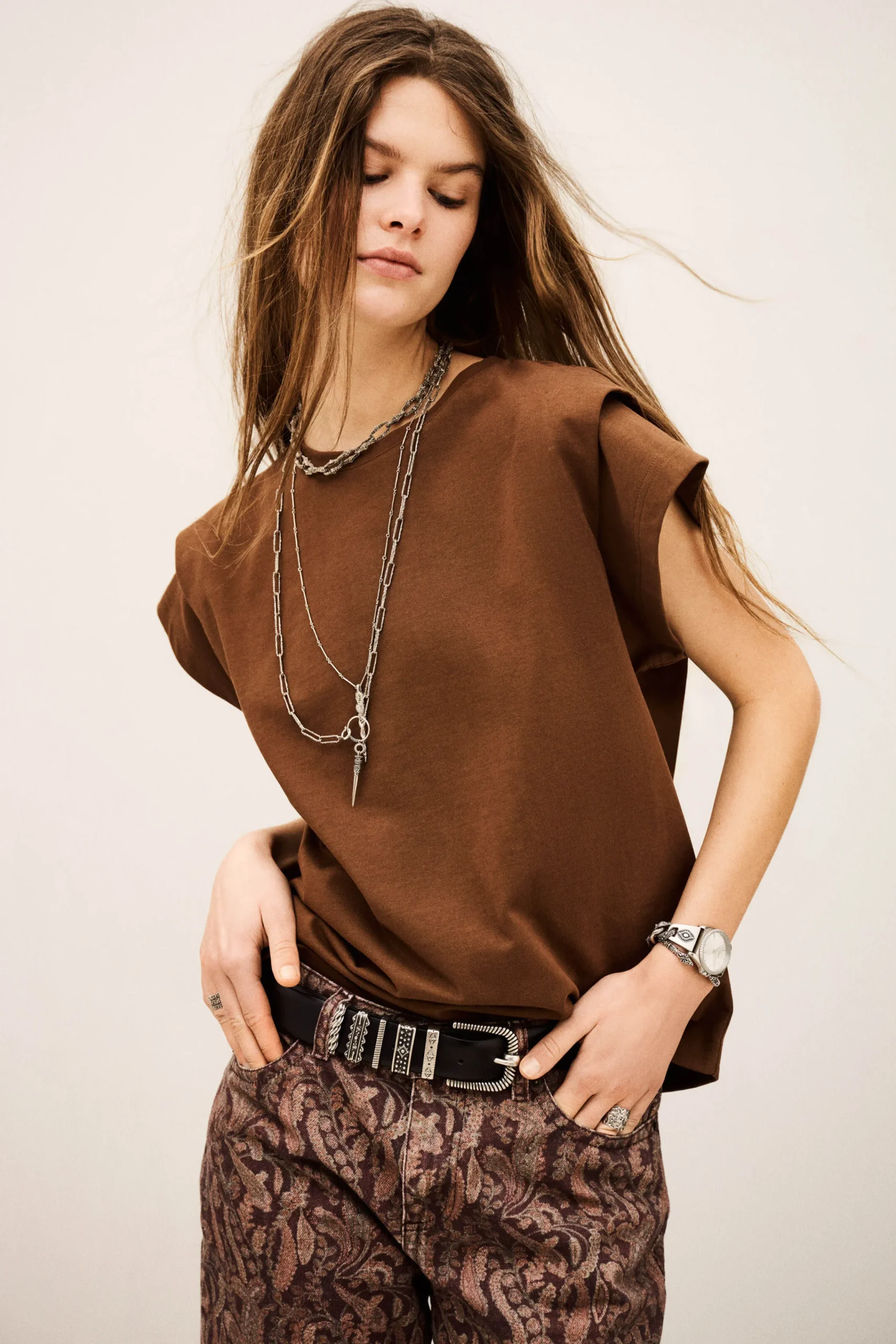 Ba&Sh PIO t-shirt manches courtes MARRON Clearance