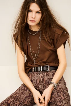 Ba&Sh PIO t-shirt manches courtes MARRON Clearance