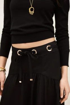 Ba&Sh PONIA jupe midi taille NOIR New