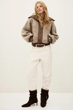 Ba&Sh RABEL gilet zippé maille MARRON