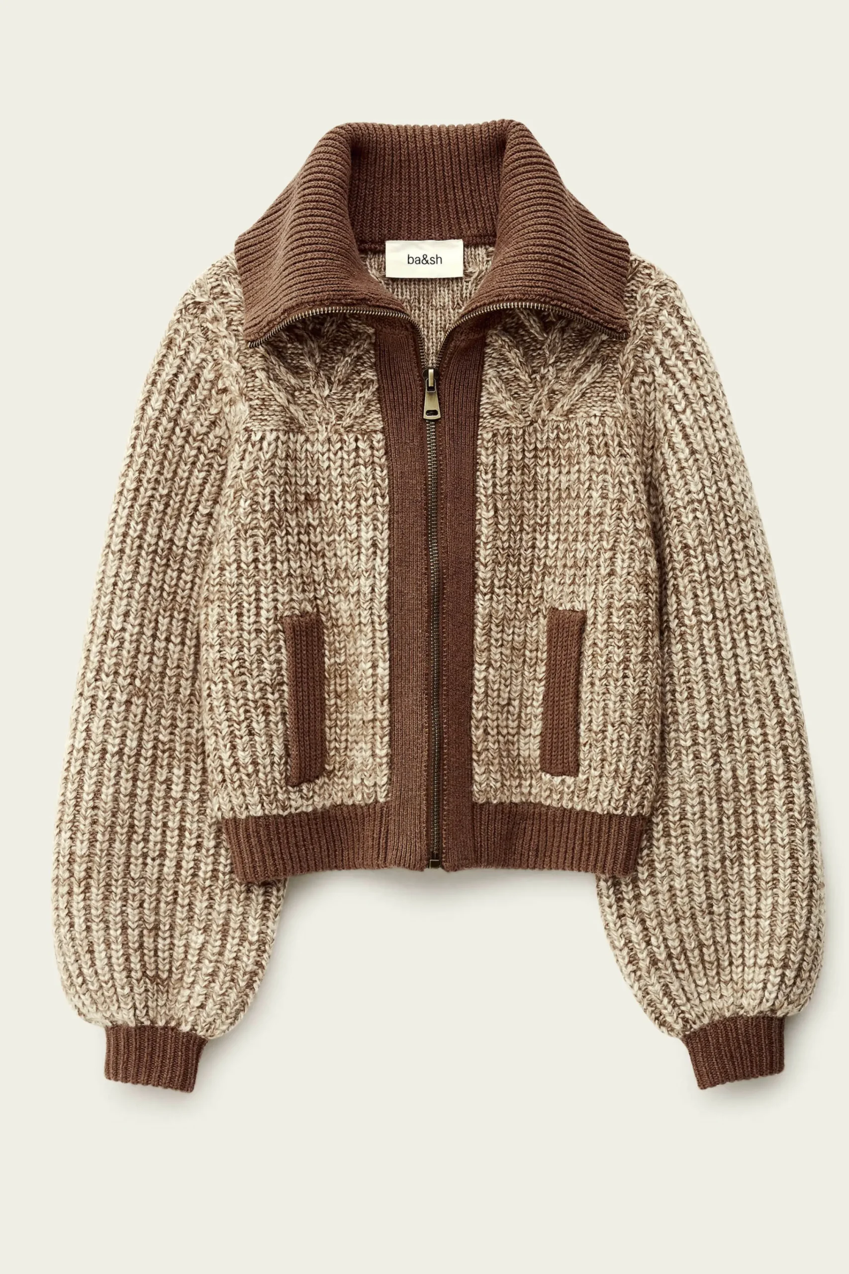 Ba&Sh RABEL gilet zippé maille MARRON