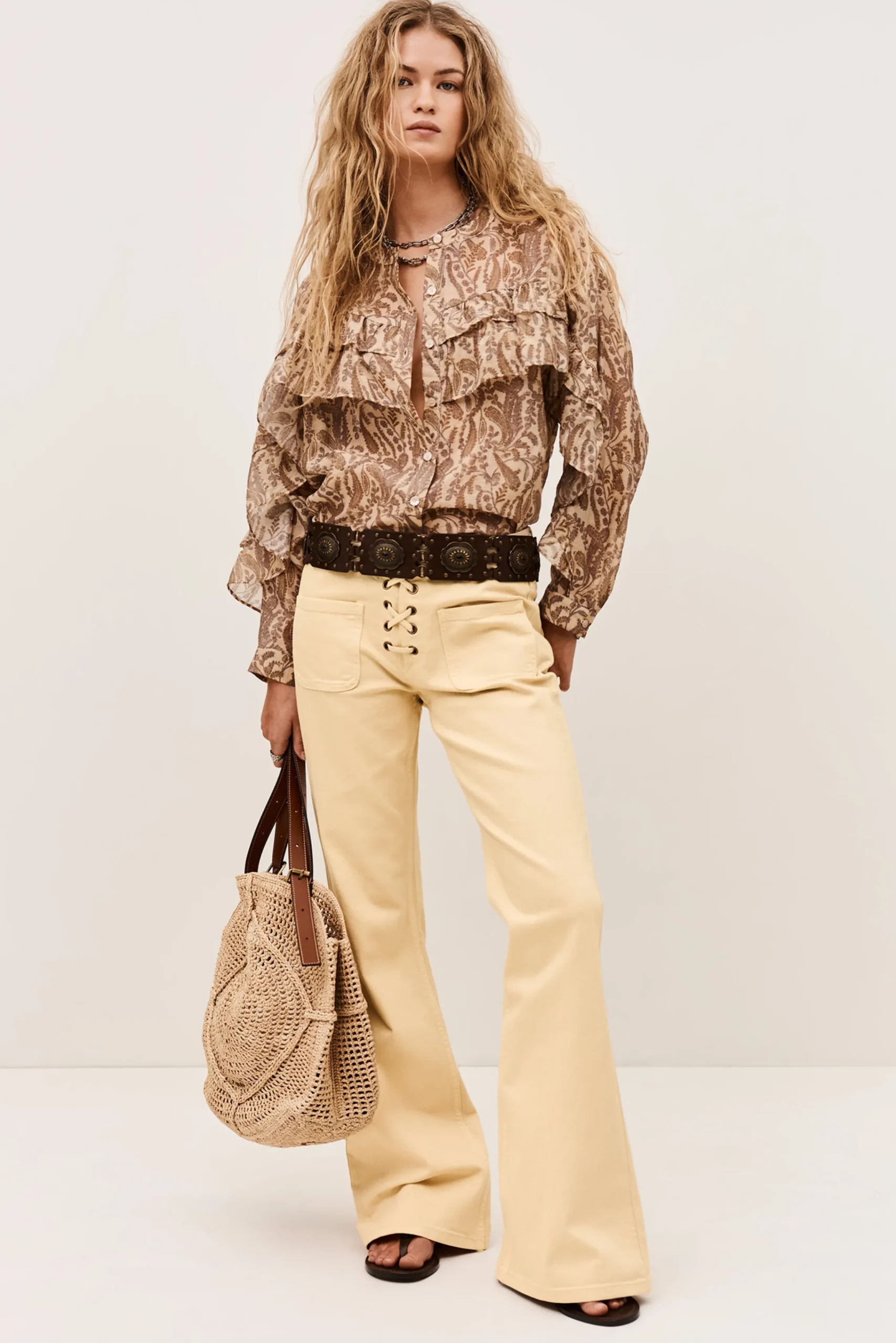 Ba&Sh RAFA jean flare JAUNE Clearance
