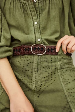 Ba&Sh RAPHIA ceinture raphia tresse MARRON New