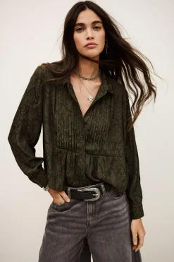 Ba&Sh RIATA chemise imprimée VERT Sale