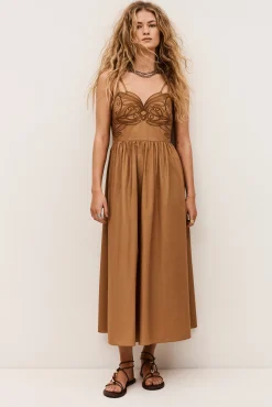 Ba&Sh ROMI robe midi MARRON Hot