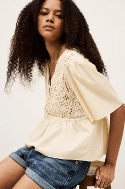 Ba&Sh SALVI blouse manches courtes ECRU Online