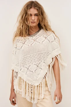 Ba&Sh SANDY poncho maille coton ECRU Clearance