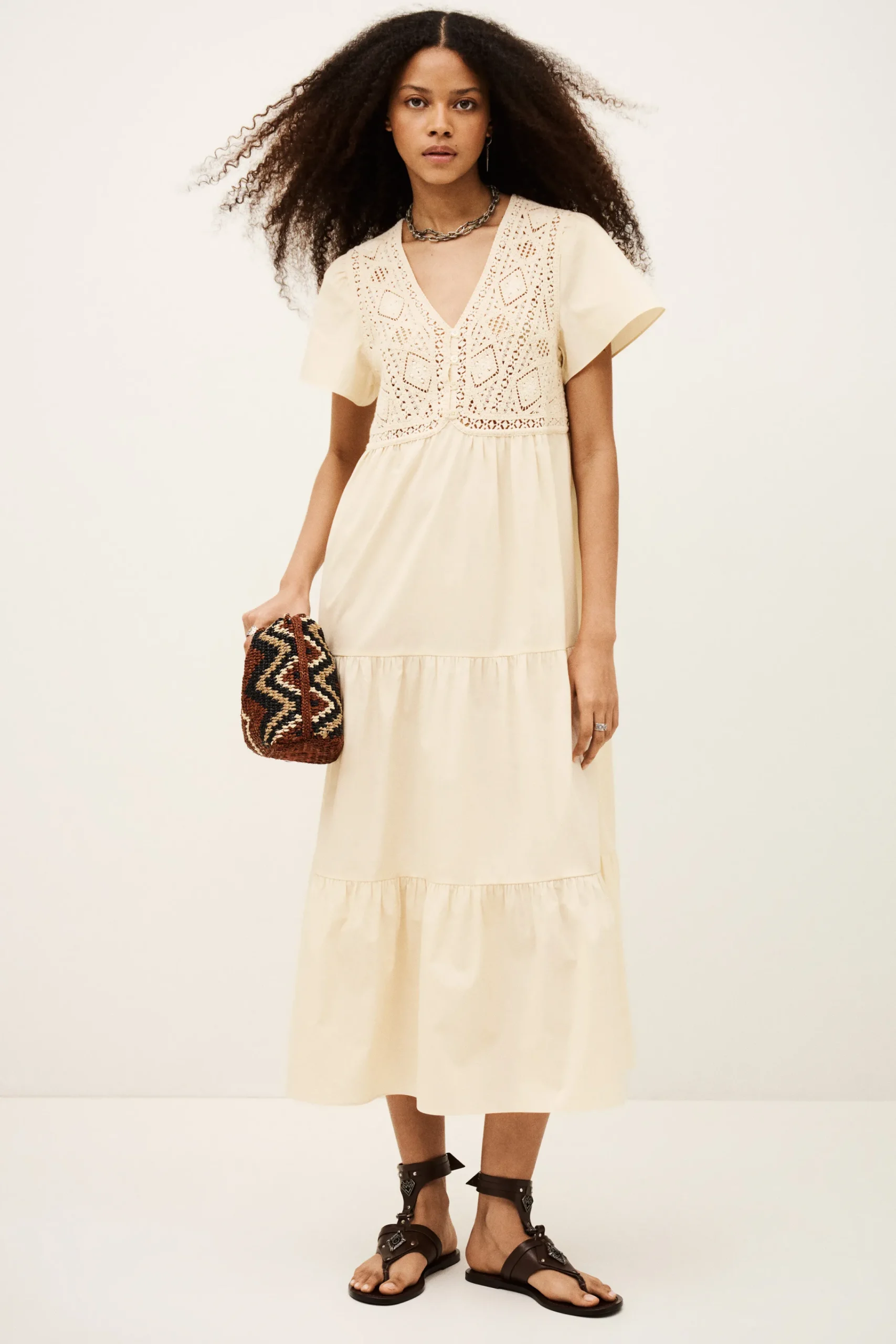Ba&Sh SANDY robe midi ECRU Best