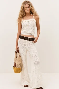 Ba&Sh SANTY pantalon maille pointelle ECRU New