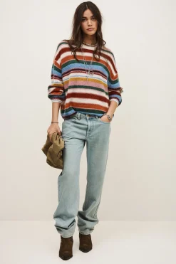 Ba&Sh SERENA pull rayé oversized NOIR New