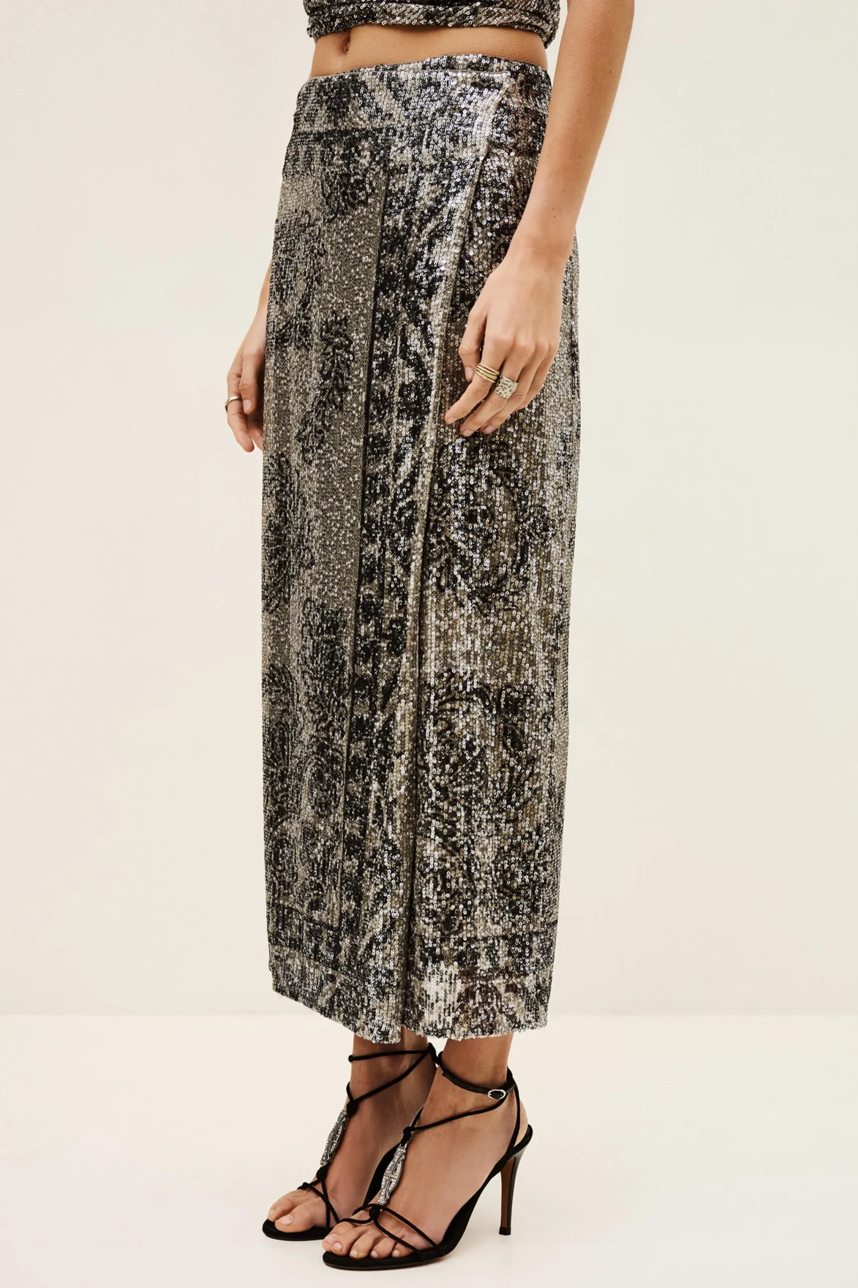 Ba&Sh SILVIA jupe longue imprimée NOIR Clearance