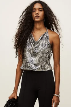 Ba&Sh SIMONA top bénitier paillettes NOIR Sale