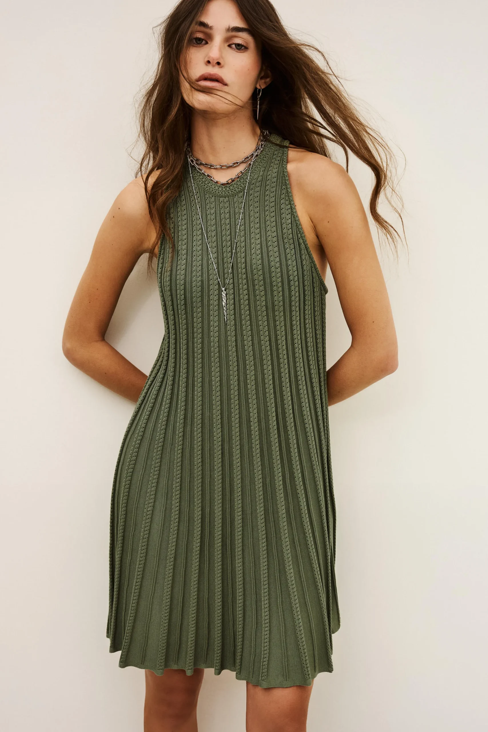 Ba&Sh SINNTA robe tricotee sans manches plissee VERT Outlet