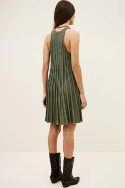 Ba&Sh SINNTA robe tricotee sans manches plissee VERT Outlet