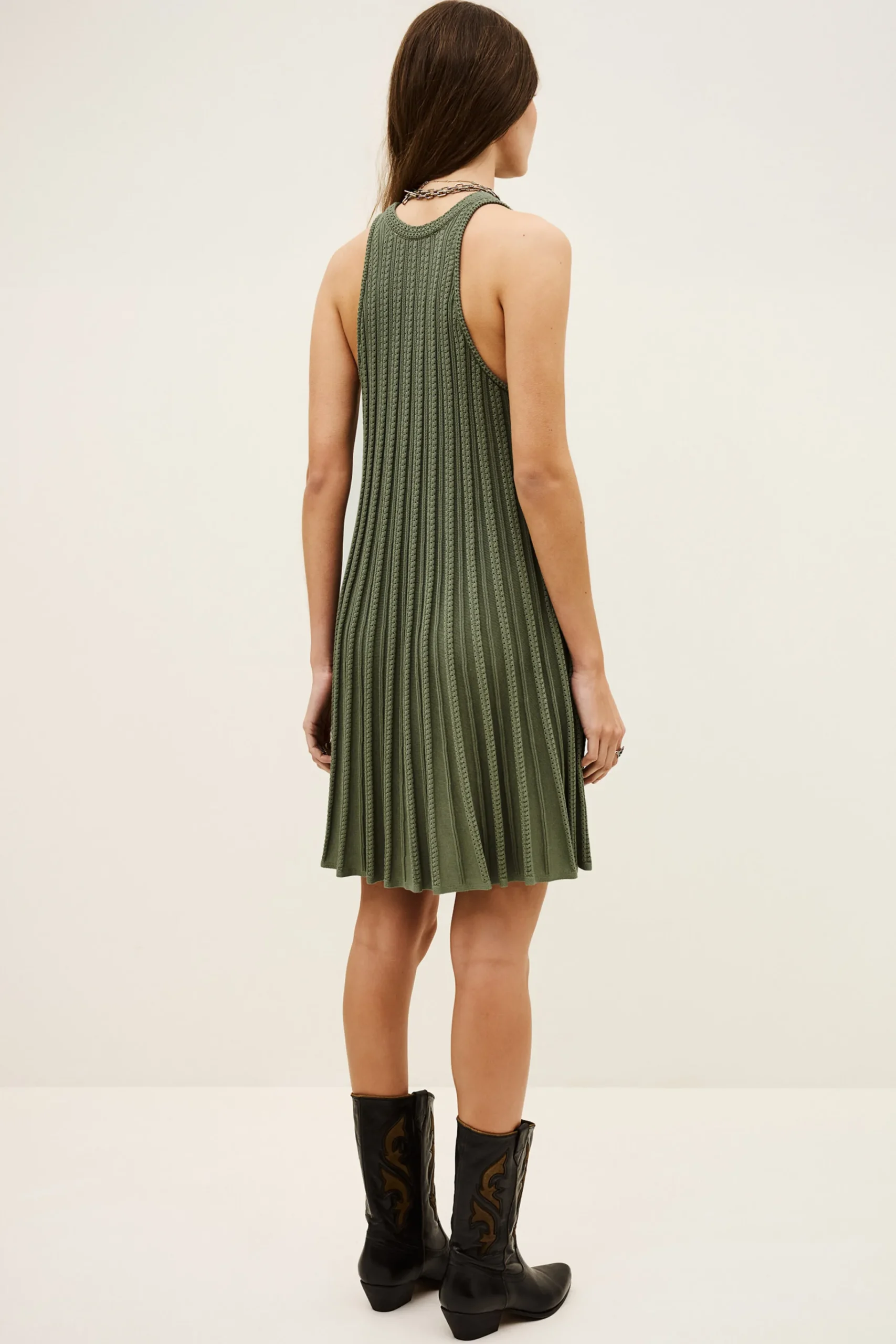 Ba&Sh SINNTA robe tricotee sans manches plissee VERT Outlet