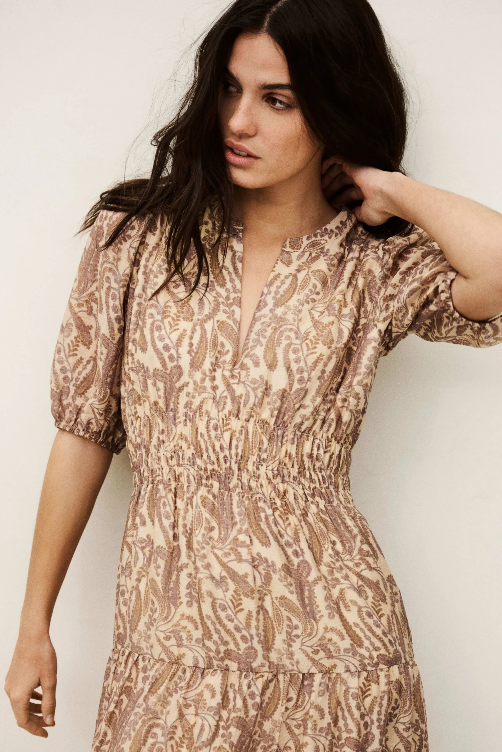 Ba&Sh TANYSSA robe midi imprimée ECRU Sale
