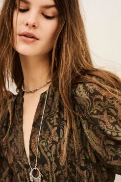 Ba&Sh TANYSSA robe midi imprimée VERT Outlet