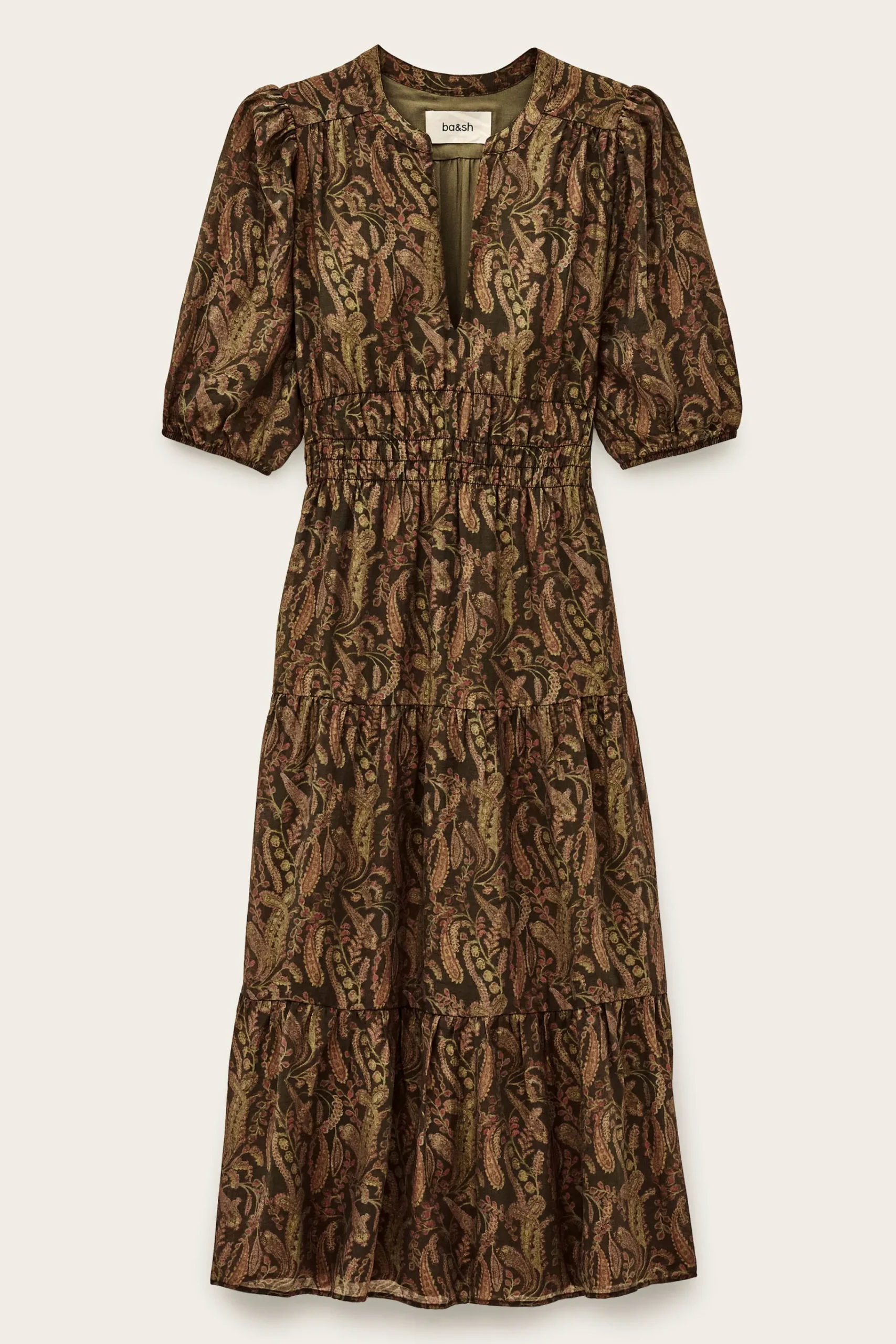 Ba&Sh TANYSSA robe midi imprimée VERT Outlet