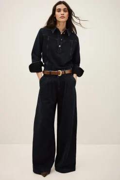 Ba&Sh TAVY top denim droit BLEU Outlet