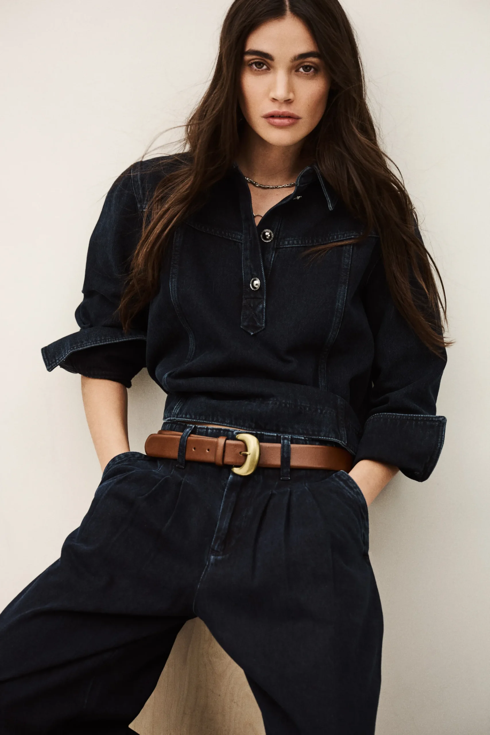 Ba&Sh TAVY top denim droit BLEU Outlet