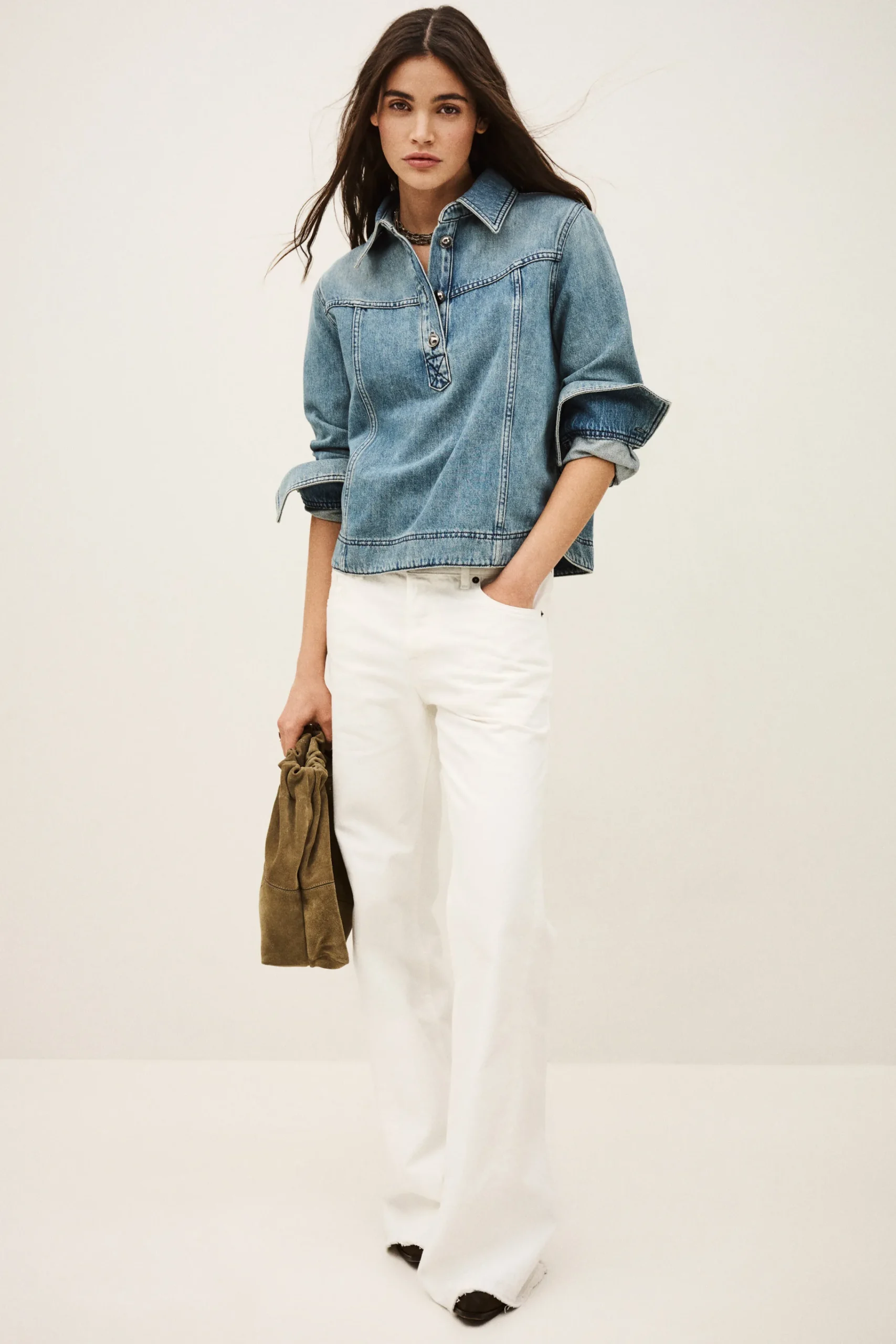 Ba&Sh TAVY top denim droit BLEU Online