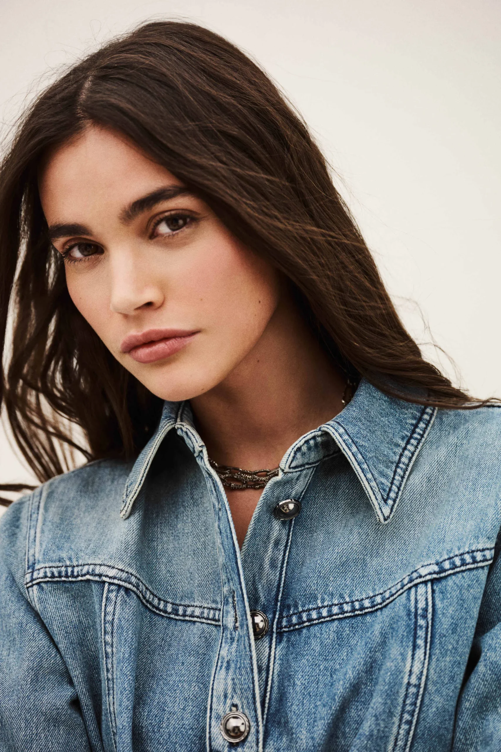 Ba&Sh TAVY top denim droit BLEU Online