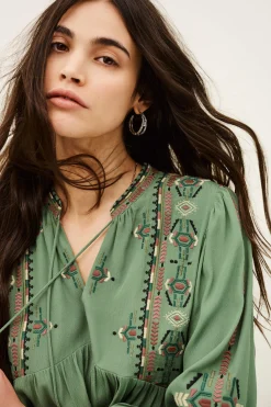 Ba&Sh TELMA robe mini brodée VERT Online