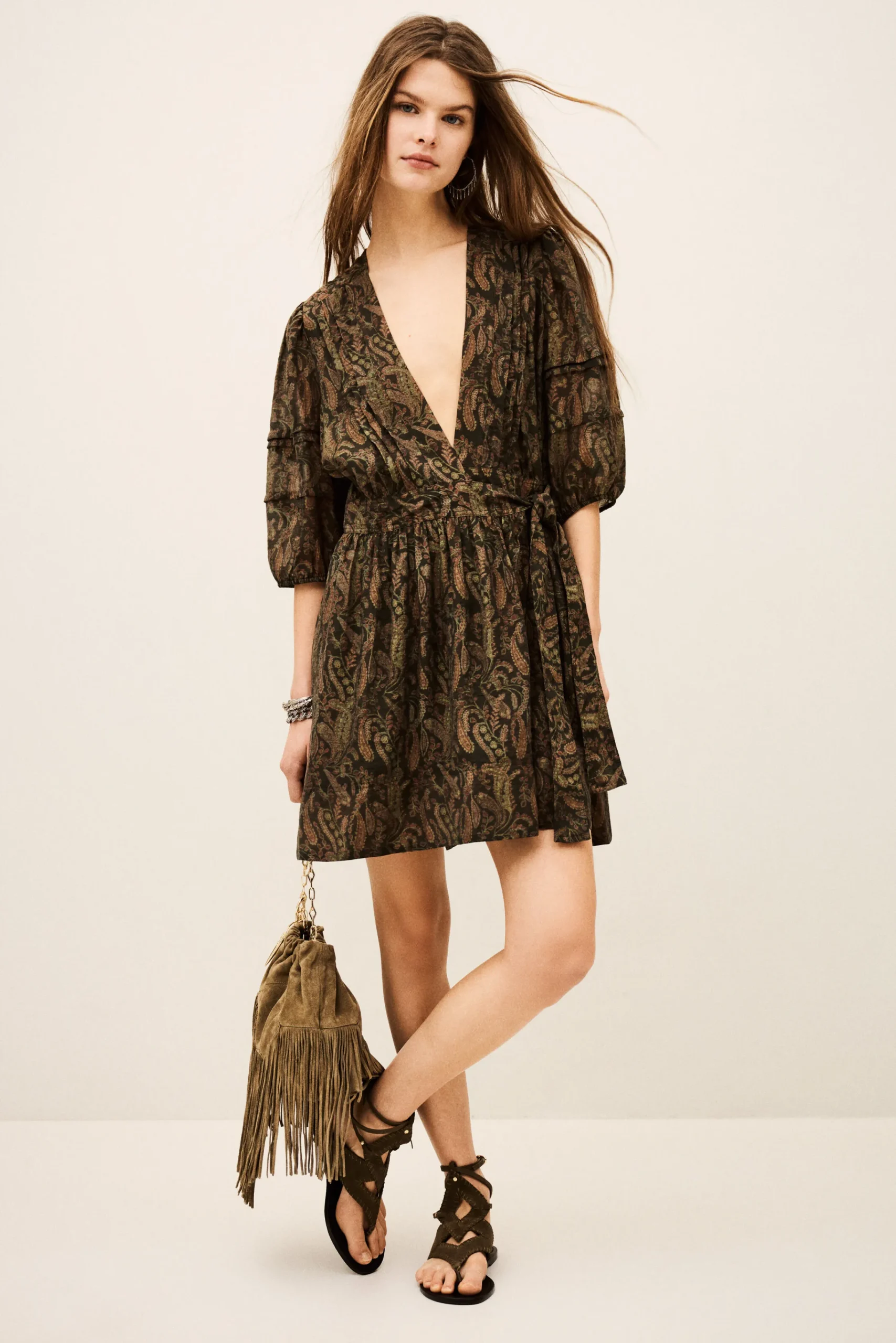 Ba&Sh TEODORA robe courte portefeuille VERT Clearance