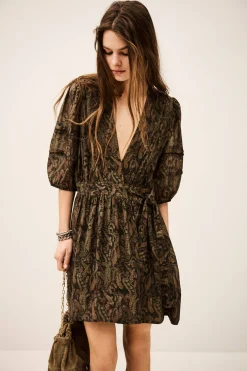 Ba&Sh TEODORA robe courte portefeuille VERT Clearance