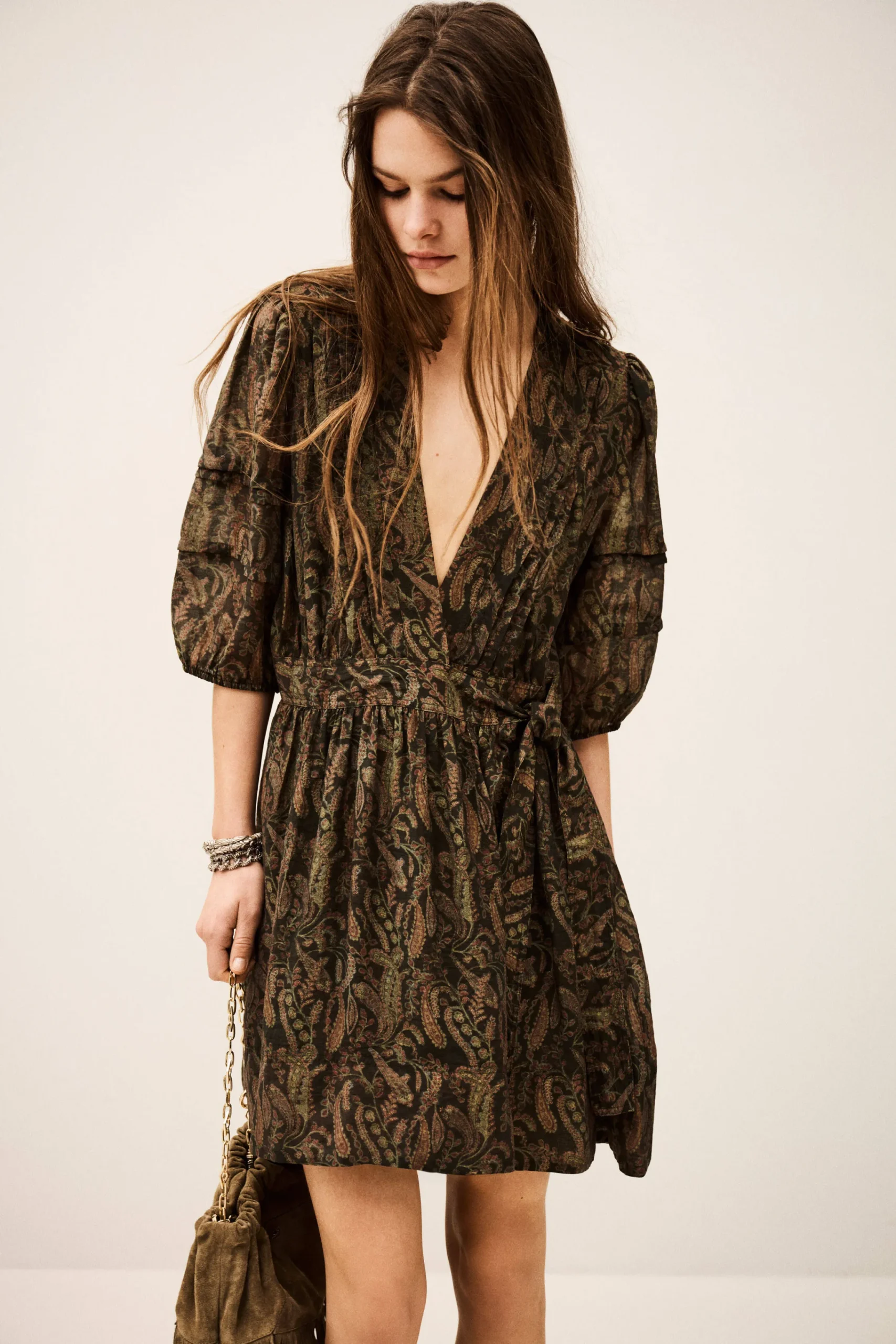 Ba&Sh TEODORA robe courte portefeuille VERT Clearance