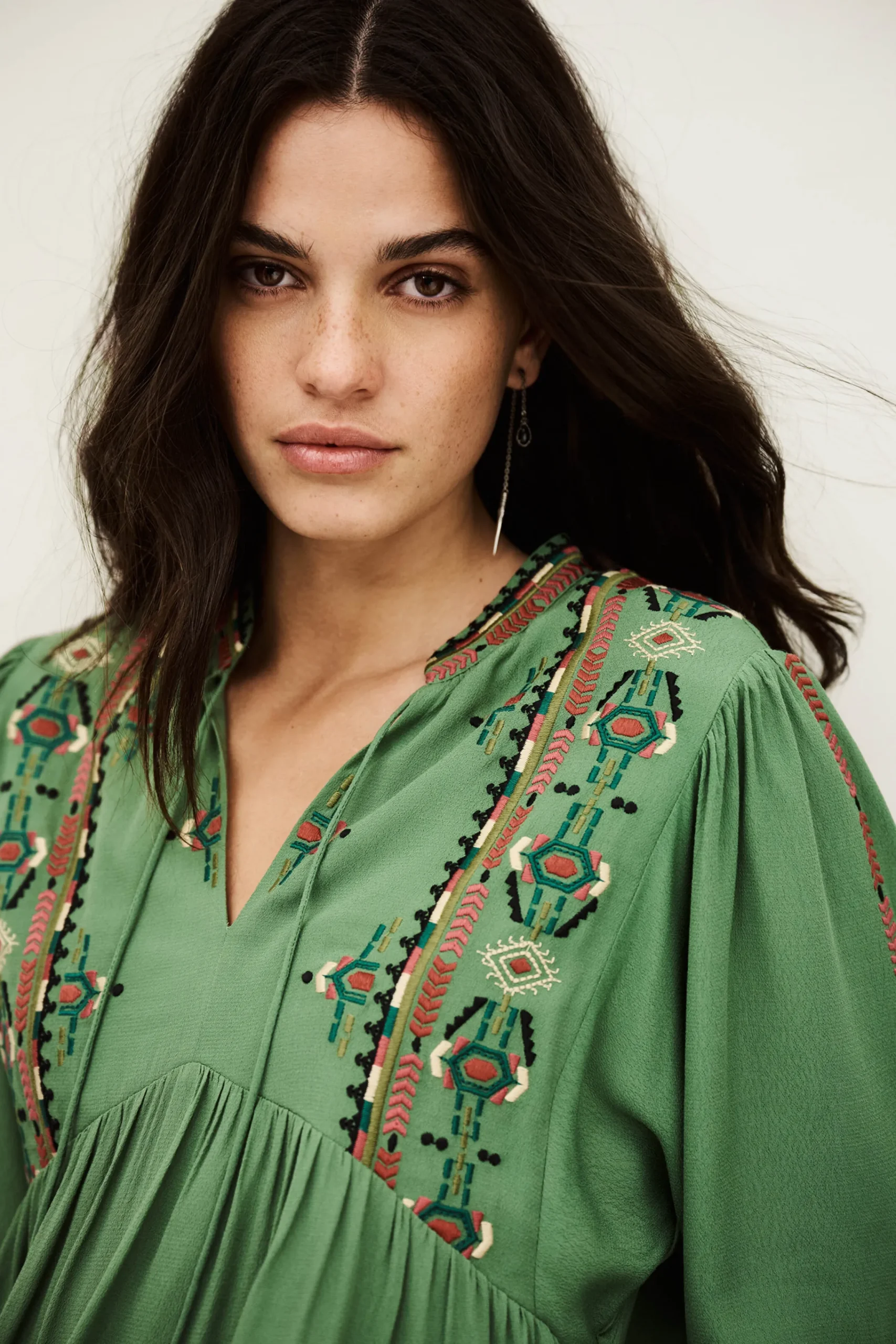 Ba&Sh TILT blouse brodée ample VERT New