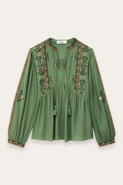 Ba&Sh TILT blouse brodée ample VERT New