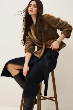 Ba&Sh TIMY jupe midi denim BLEU