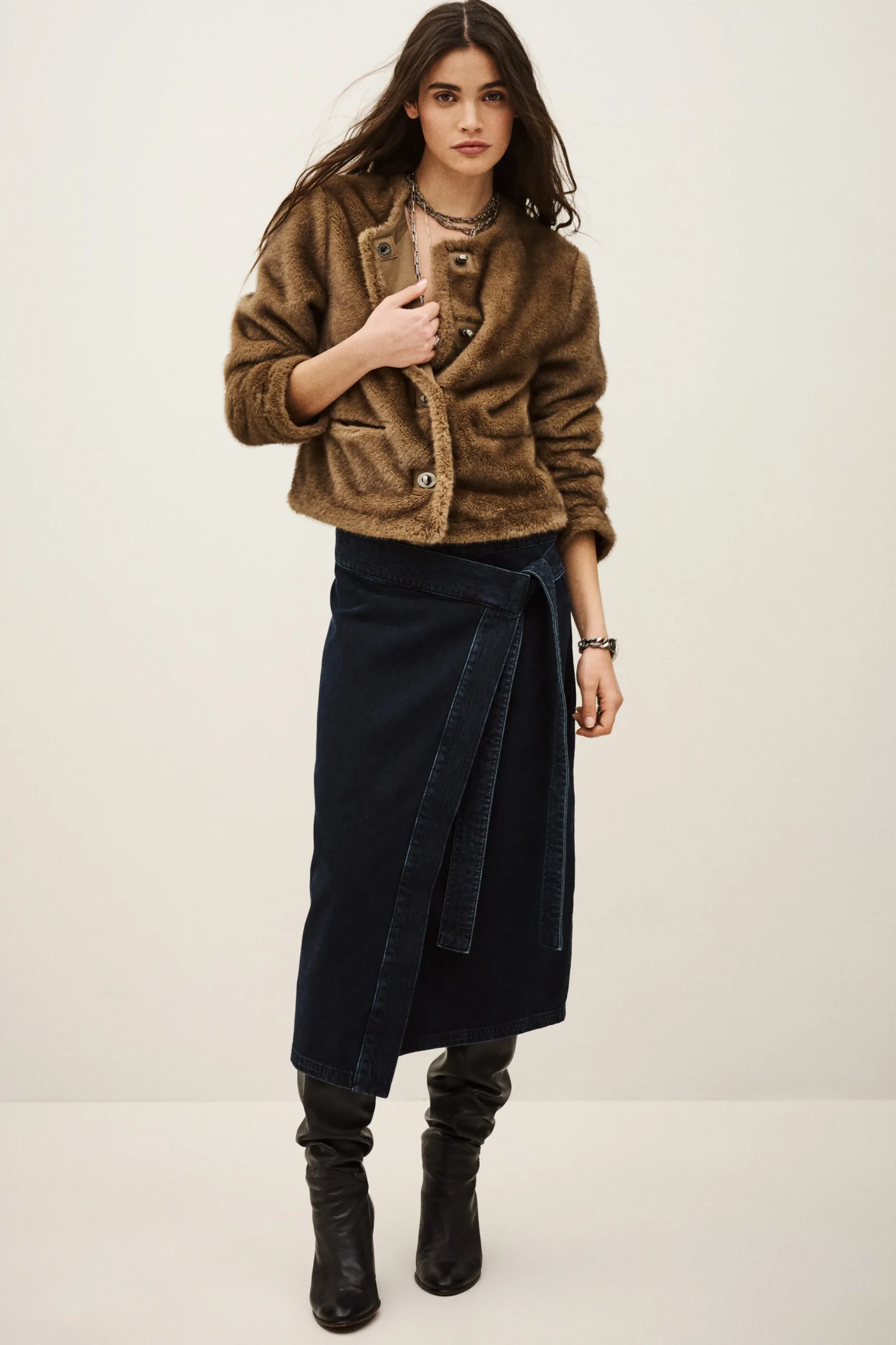 Ba&Sh TIMY jupe midi denim BLEU