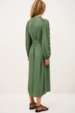 Ba&Sh TINA robe longue brodée VERT Sale