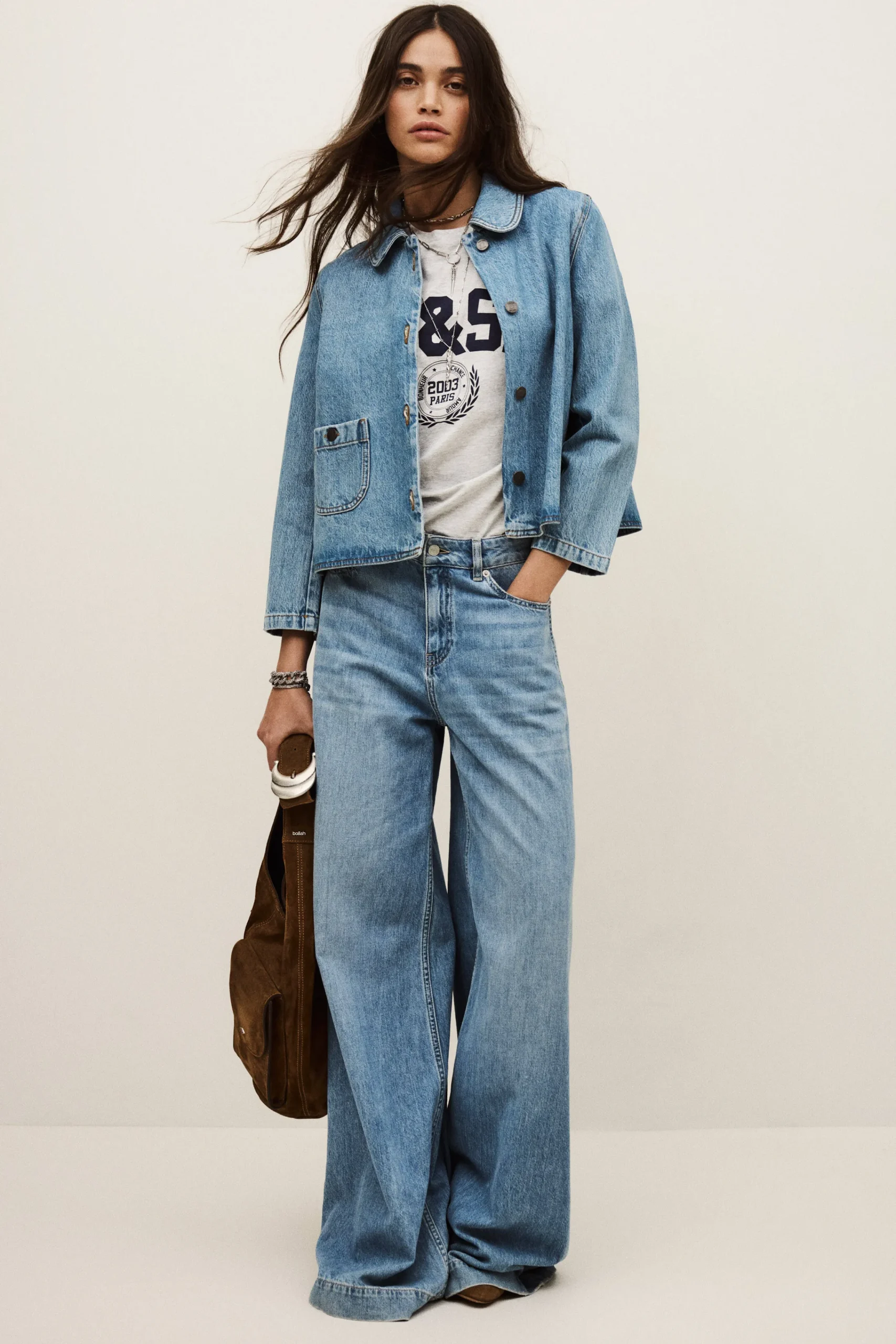 Ba&Sh TINY veste manches trois-quarts BLEU Best