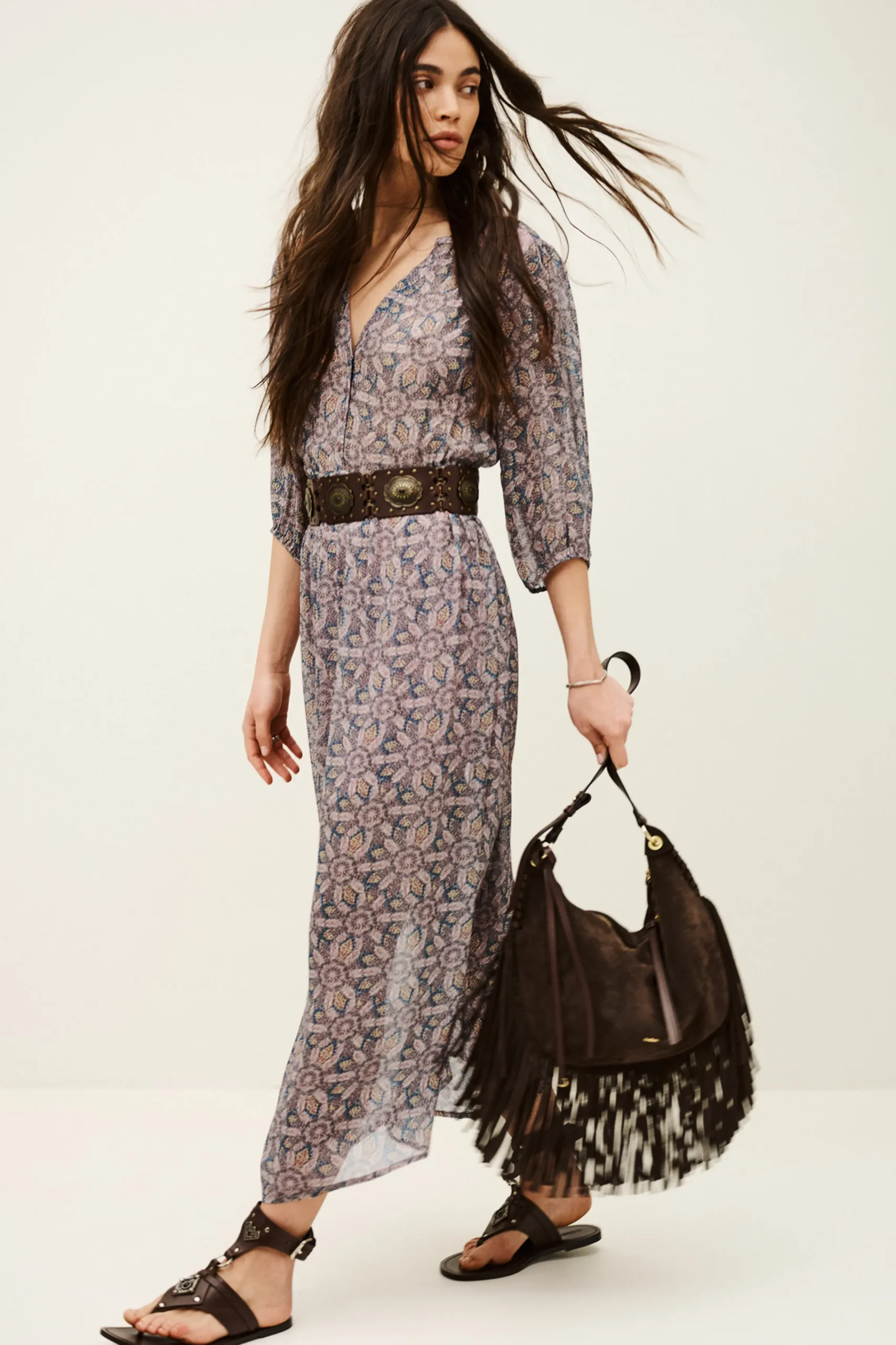Ba&Sh TIZIA robe midi BLEU Outlet