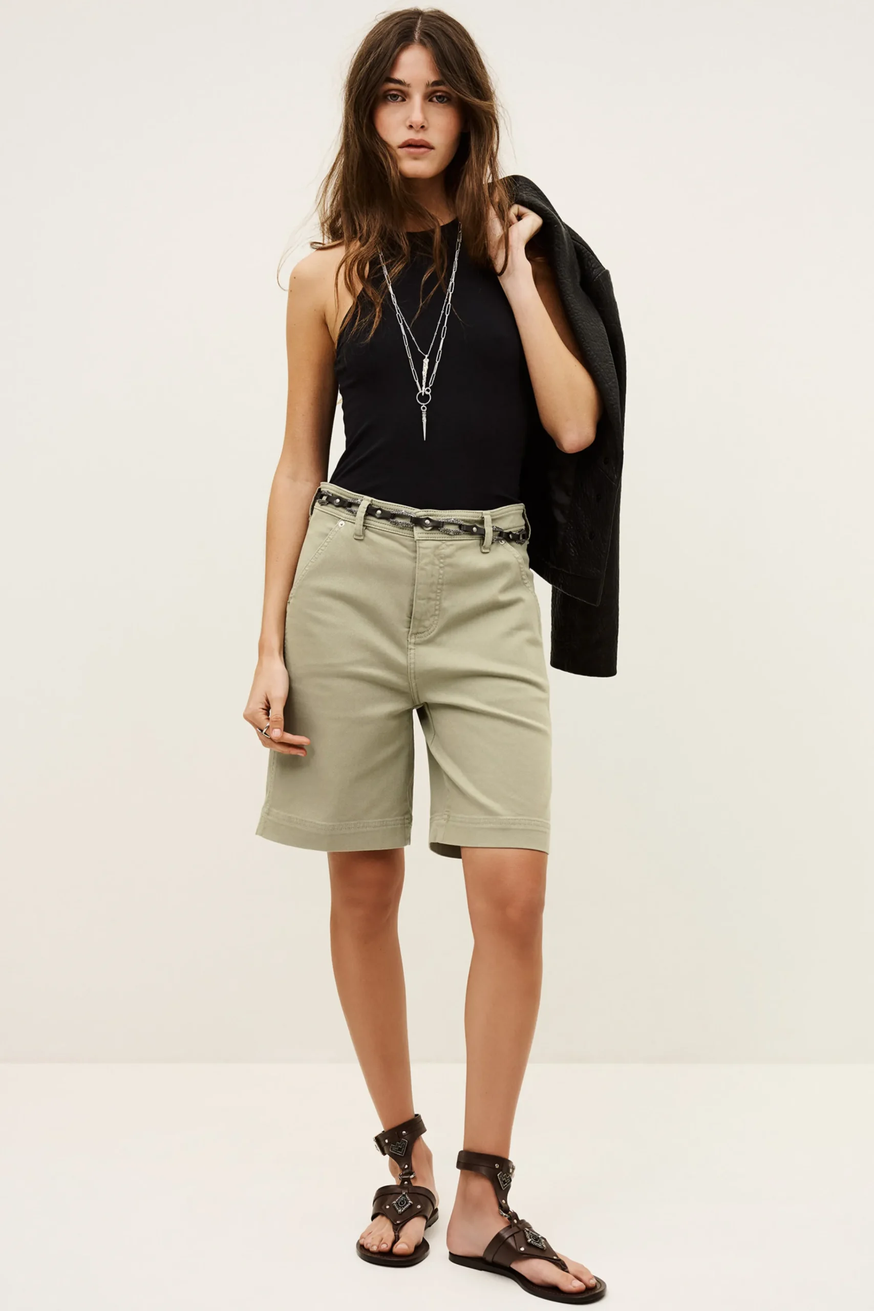 Ba&Sh TODD bermuda large coton VERT Clearance