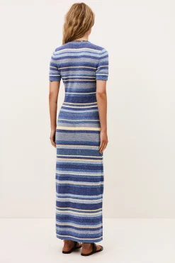 Ba&Sh TONNIE robe longue rayee tricotee NOIR